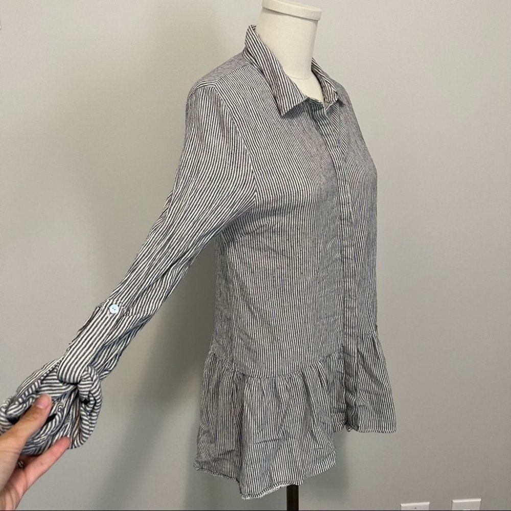 Anthropologie Sunday In Brooklyn Wiley Striped Button Down Cotton Blouse - Picture 5 of 11